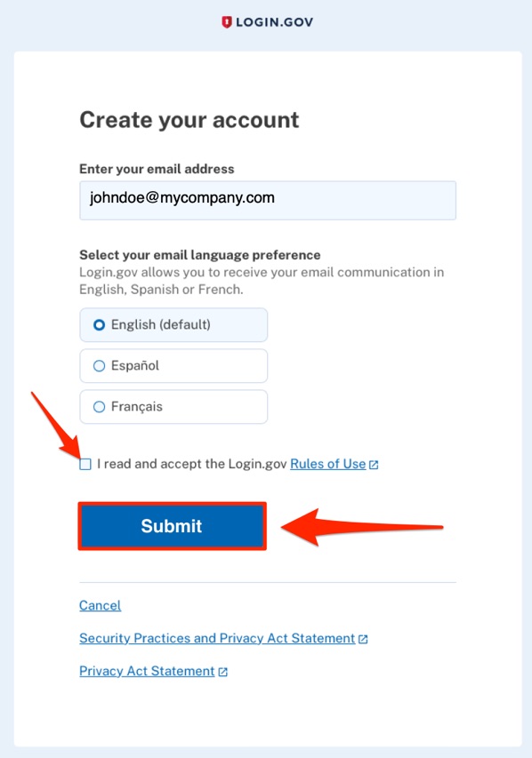 A screenshot of a create your account