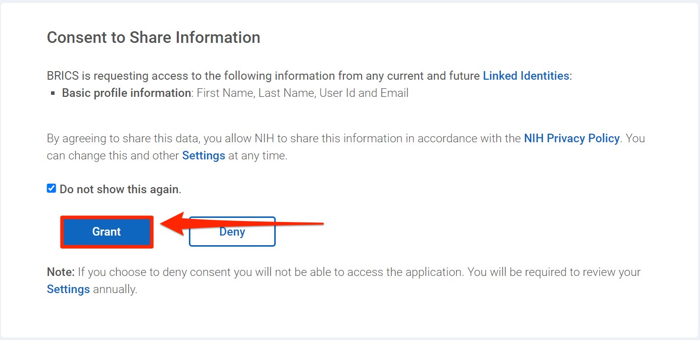 A screenshot of Consent to Share Information form automatically generated